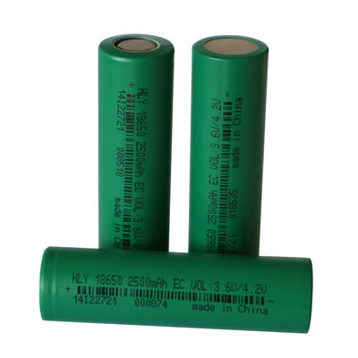 लंबी साइकिल 3.6V 2500mah रिचार्जेबल लिथियम आयन बैटरी सेल 18650 हाई पावर RoHS