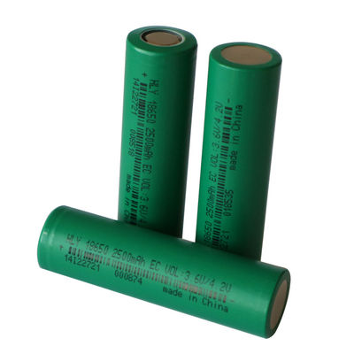 इलेक्ट्रिक वाहनों के लिए 3.6v 2500mah रिचार्जेबल ली आयन बैटरी सेल 18650