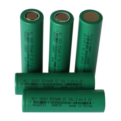 पुन: प्रयोज्य 3.6 वोल्ट 2500mah 18650 बैटरी रिचार्जेबल उच्च ऊर्जा घनत्व